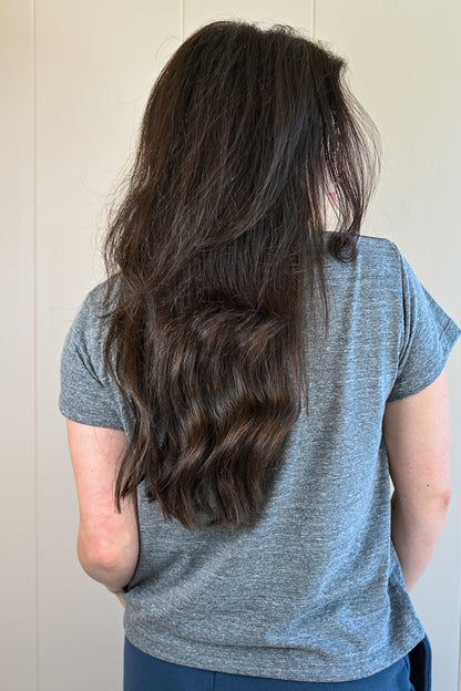 Wave Label V Neck - Fog