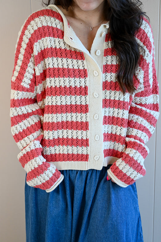 Balboa Avenue Striped Knit Cardigan