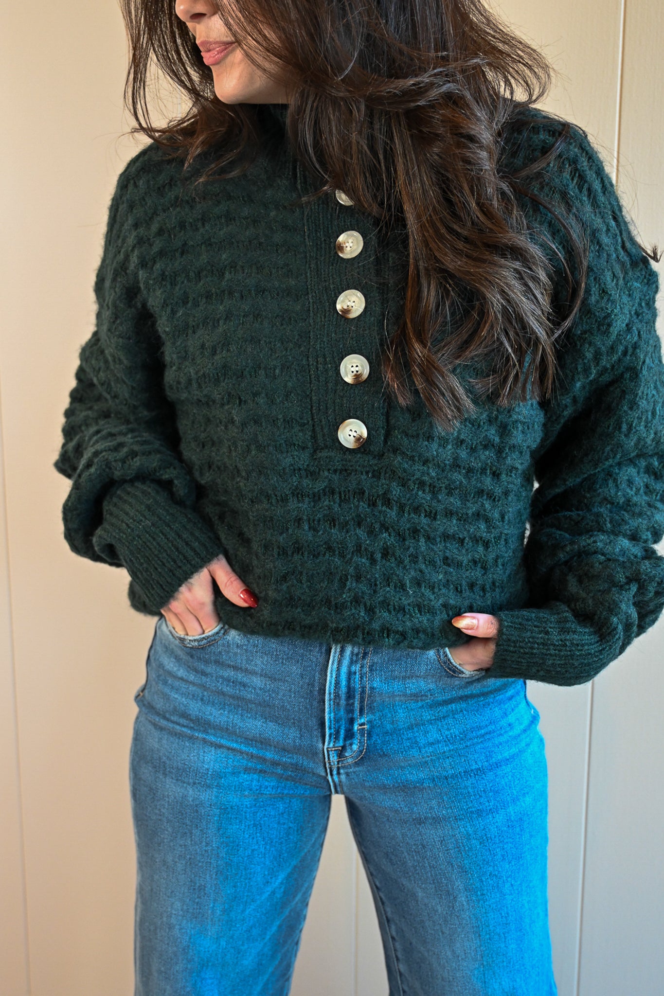 Heather Lane Half Button Up Sweater