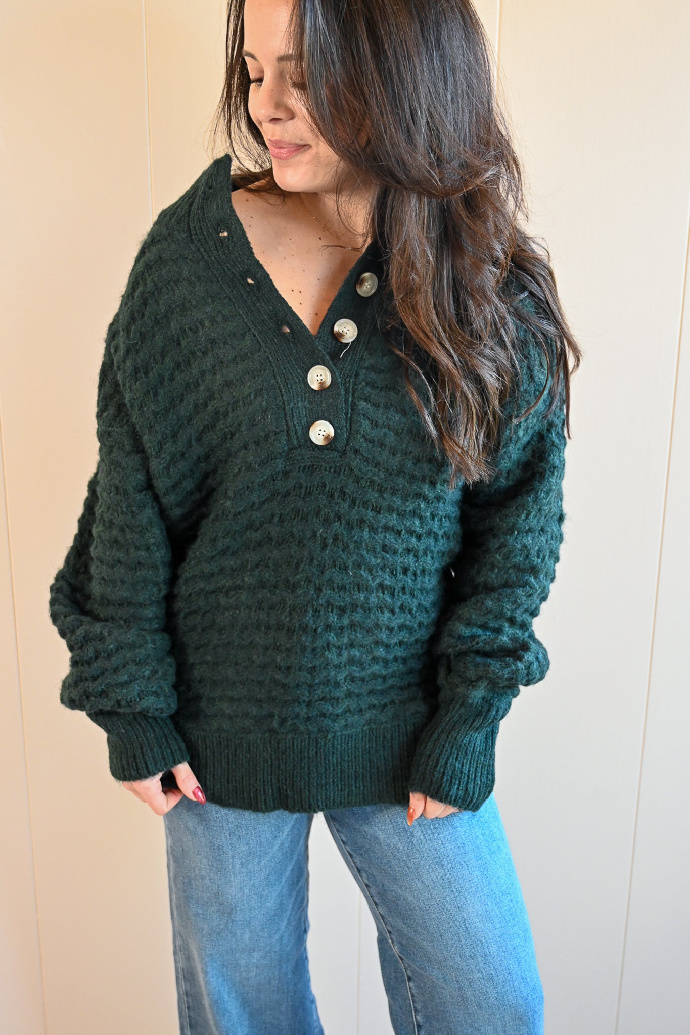 Heather Lane Half Button Up Sweater