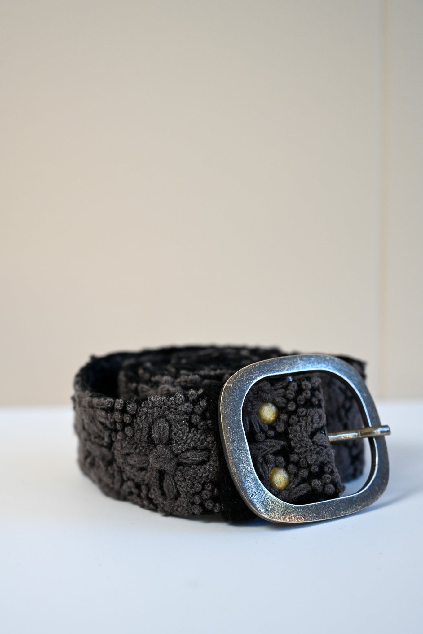 Embroidered Wool Belt - Storm