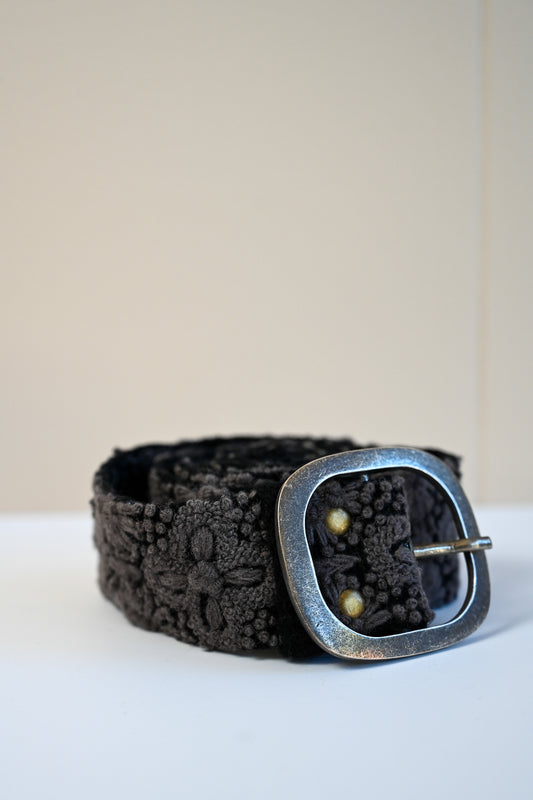 Embroidered Wool Belt - Storm