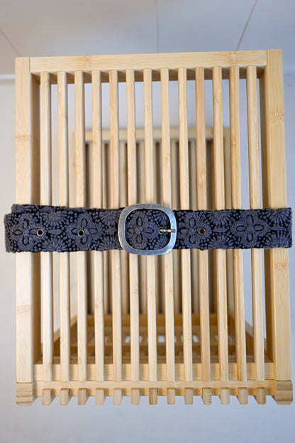 Embroidered Wool Belt - Storm