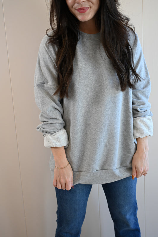 Wave Label Crew Sweatshirt - Fog