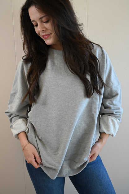 Wave Label Crew Sweatshirt - Fog