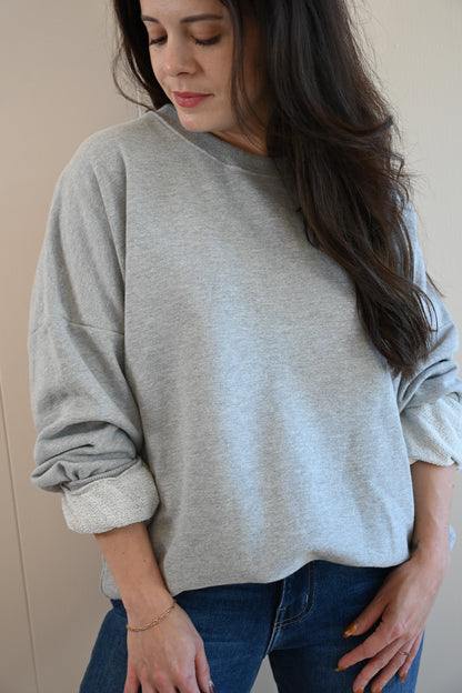 Wave Label Crew Sweatshirt - Fog