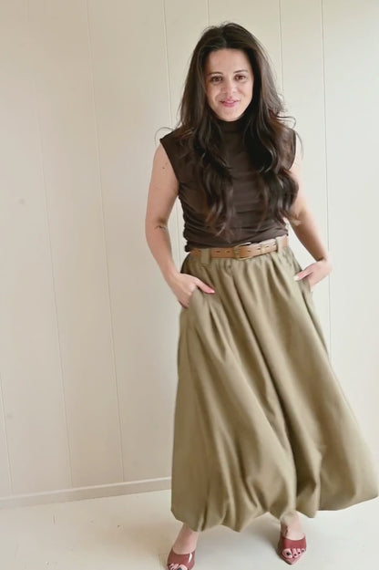 Bishop Avenue Balloon Hem Midi Skirt