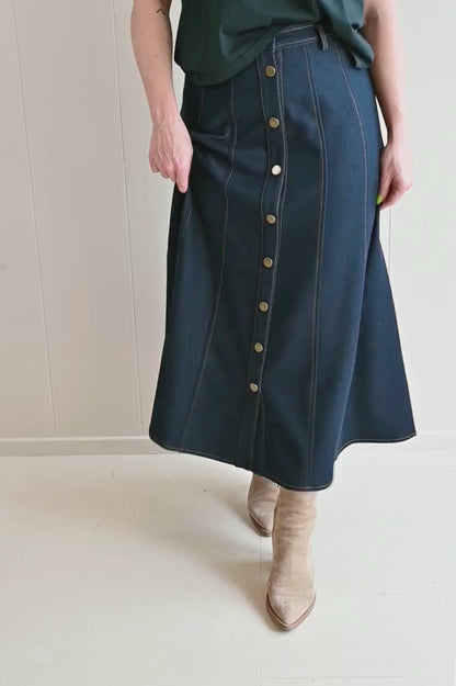 Weldon Grove Midi A-line Denim Skirt