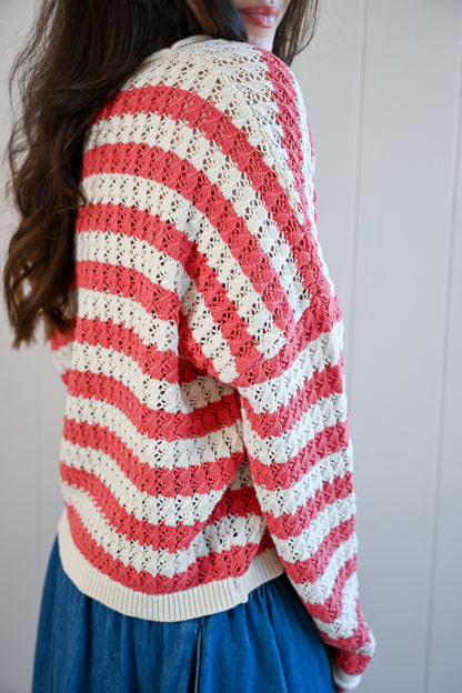 Balboa Avenue Striped Knit Cardigan