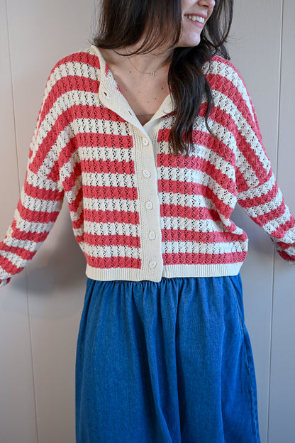 Balboa Avenue Striped Knit Cardigan