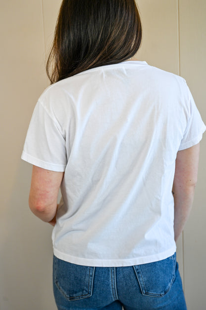 Wave Label V Neck Tee - Cloud