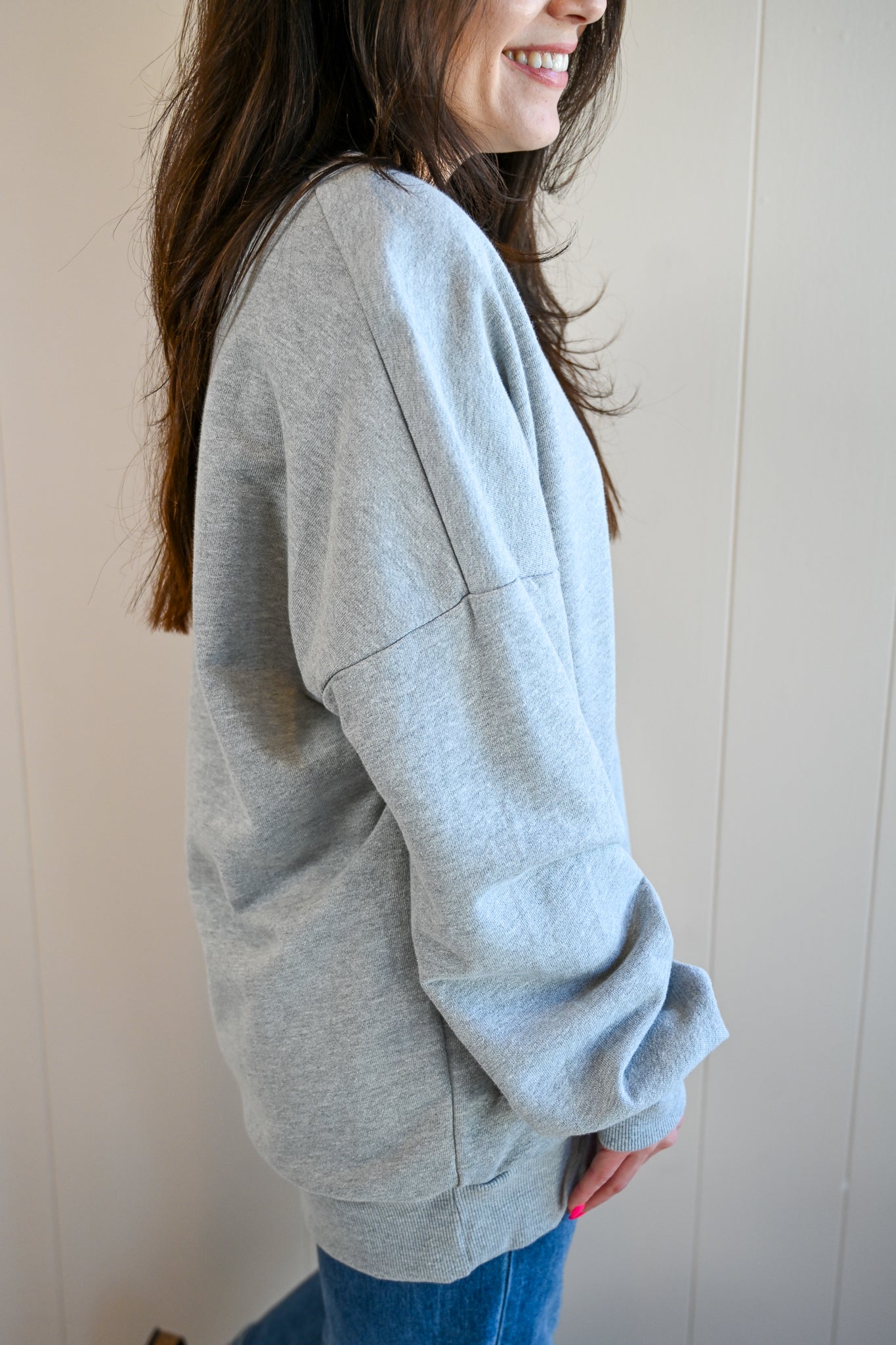 Wave Label Crew Sweatshirt - Fog