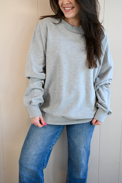 Wave Label Crew Sweatshirt - Fog