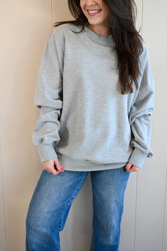 Wave Label Crew Sweatshirt - Fog