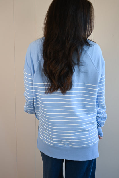 Maple Street V Neck - Stripe Sky