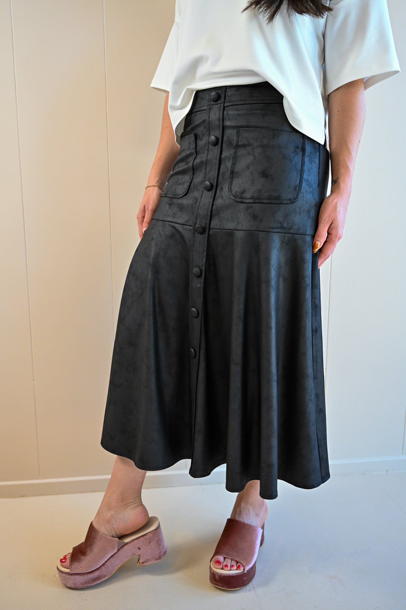 Arena Suede Midi Skirt