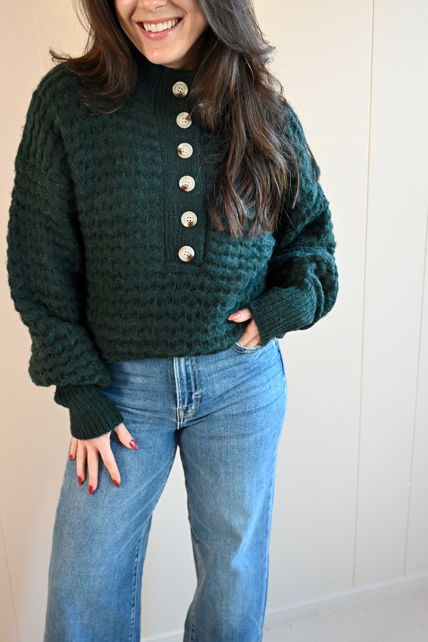 Heather Lane Half Button Up Sweater
