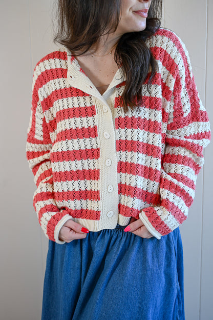 Balboa Avenue Striped Knit Cardigan