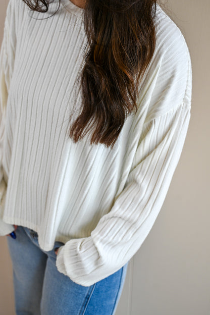 Siren Street Rib Long Sleeve Top - Sand
