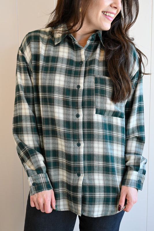 Lincoln Plaid Button-up Top - Cypress
