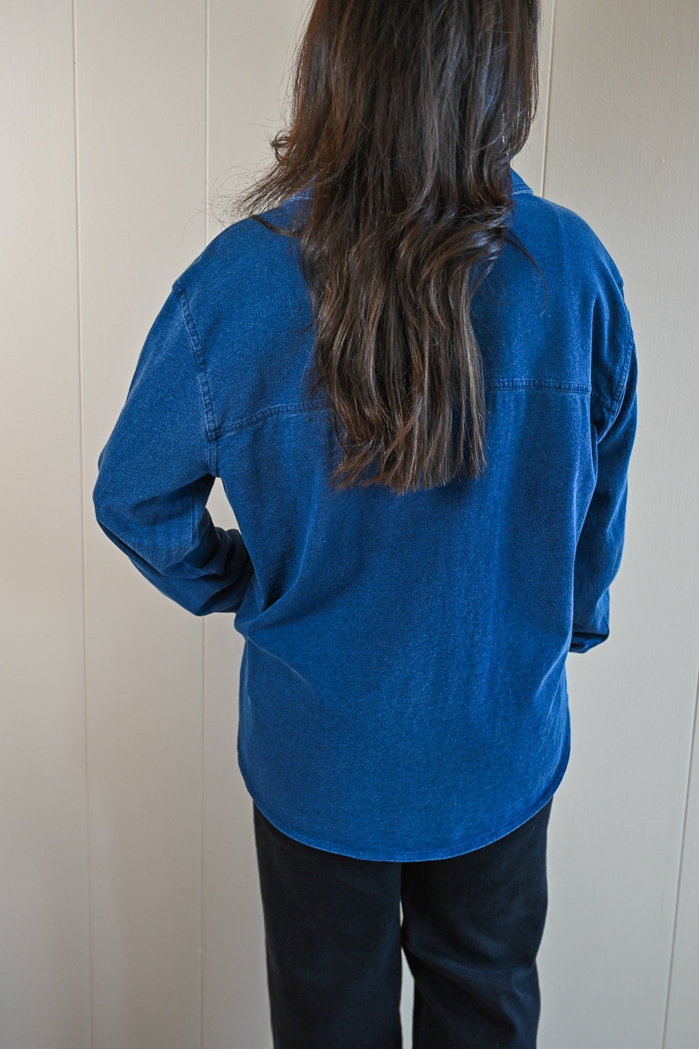 Pedersen Court Jersey Denim Button Up Top