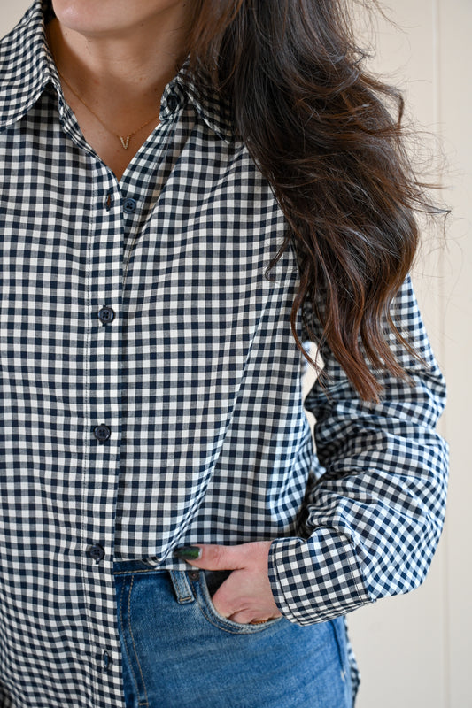 Sage Court Gingham Button Up