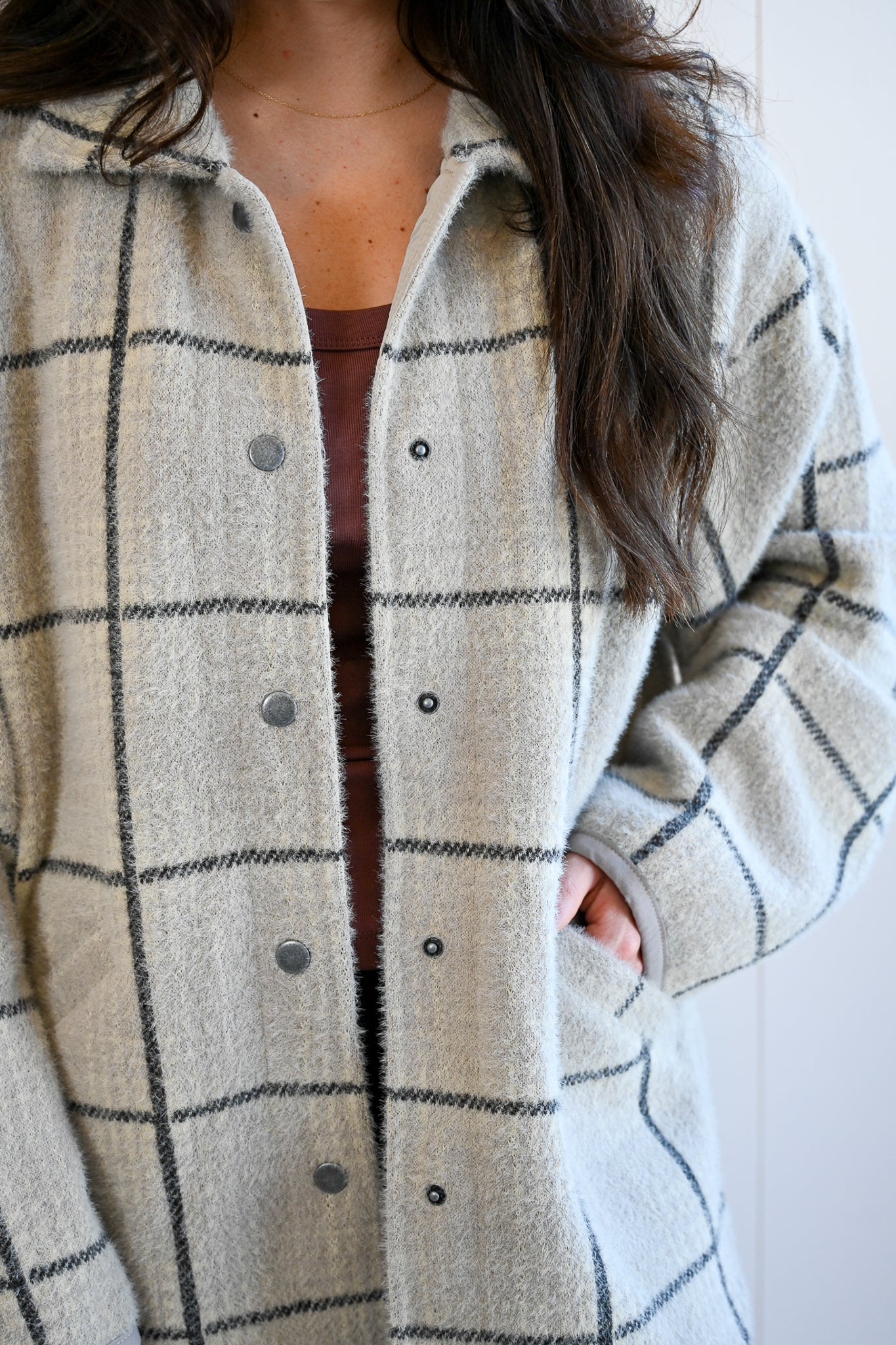 David Avenue Plaid Sweater Knit Jacket