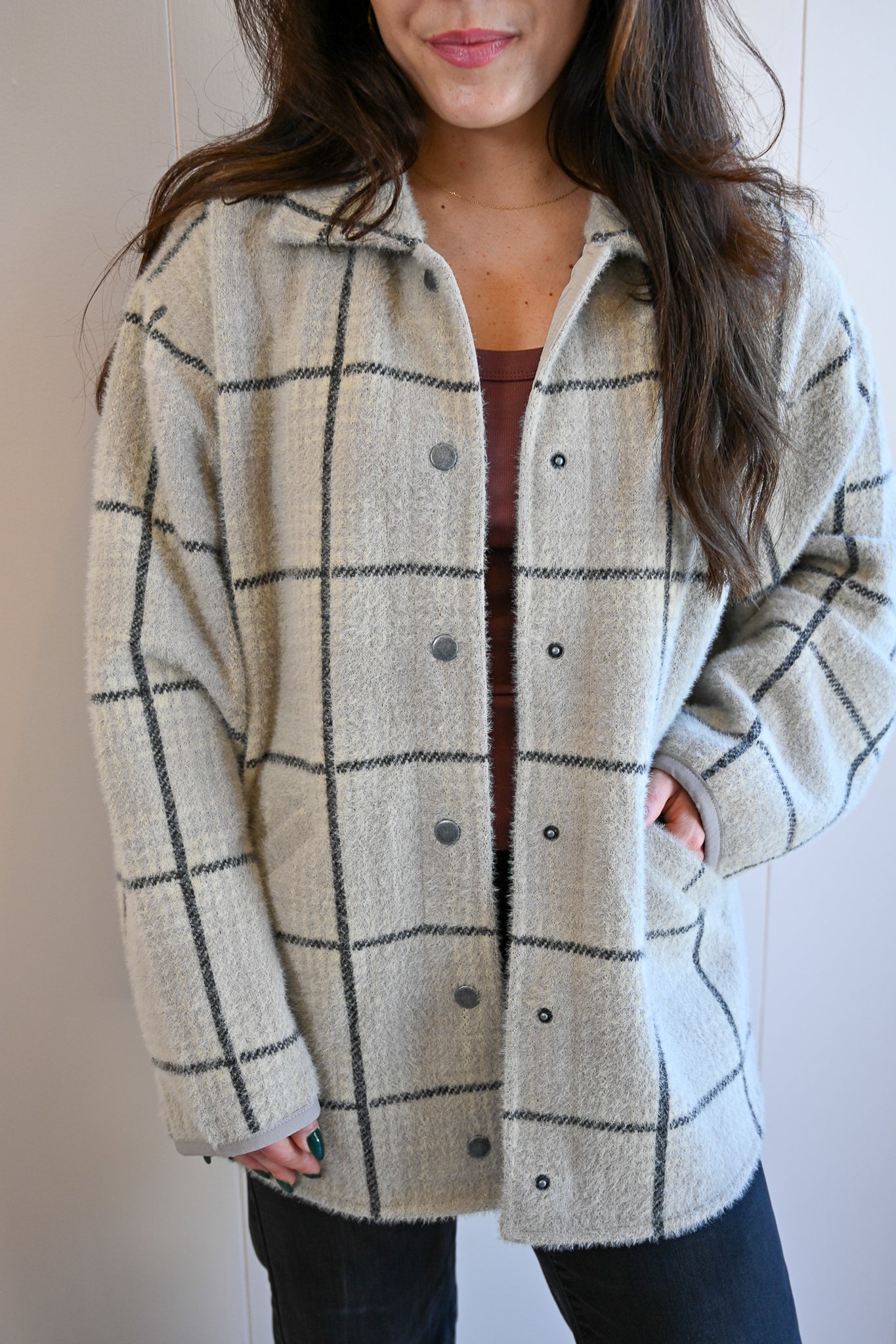 David Avenue Plaid Sweater Knit Jacket