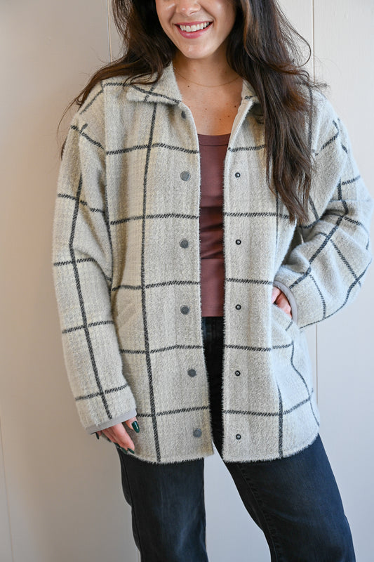 David Avenue Plaid Sweater Knit Jacket